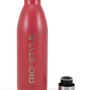 Borraccia rossa t.b.t. in acciaio inox con tappo argentato, ideale per il campeggio.