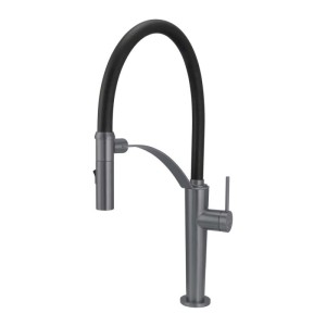 Rubinetto da cucina bocca elastica 2 getti Idrostile titanio