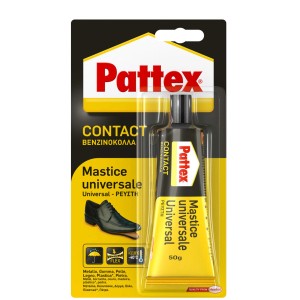 Adesivo a contatto universale Pattex in tubo giallo.