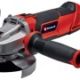 Smerigliatrice angolare Einhell, rosso/nero, con disco da taglio e accessori.