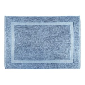 Tappeto da bagno t.b.t. blu con bordo decorativo.