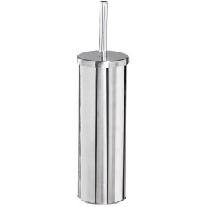 Set scopino WC t.b.t. in acciaio inox, forma cilindrica.