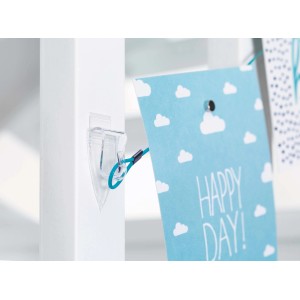 Gancio adesivo trasparente per appendere decorazioni.