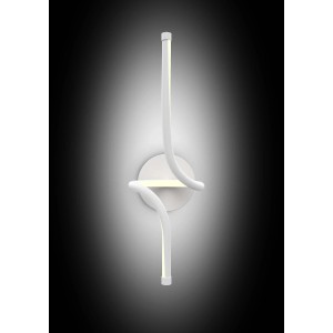 Moderna applique LED bianca con design curvo per un'illuminazione d'atmosfera.