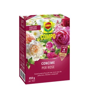 Concime per rose COMPO per fioriture rigogliose, confezione da 850g.