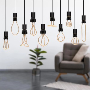 Diverse lampadine LED E27 t.b.t. con filamenti di diverse forme.