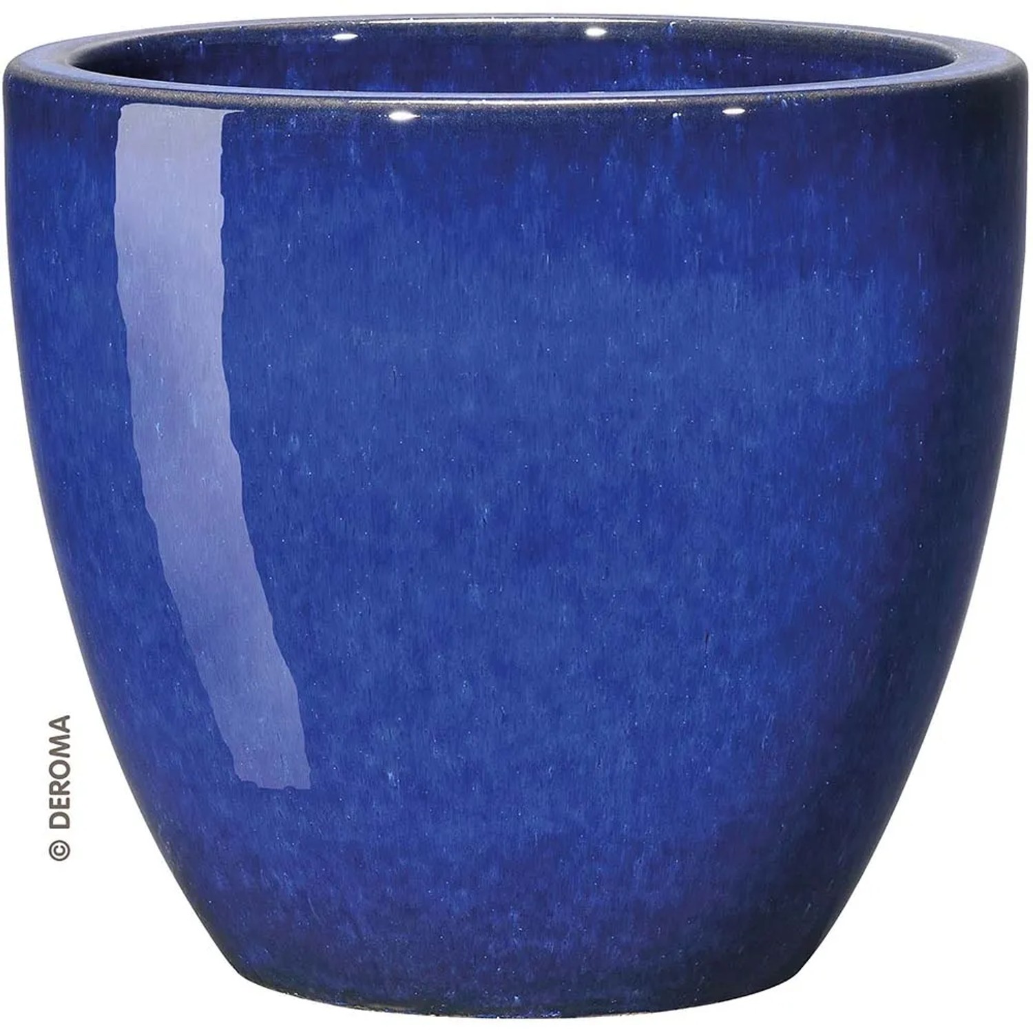 Vaso da fiori in terracotta blu lucido, per interni ed esterni.