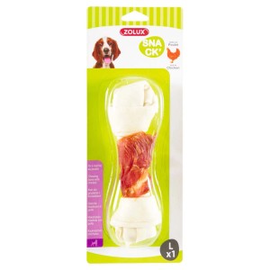 Zolux snack per cani, forma di osso con pollo, ideale come snack da masticare.
