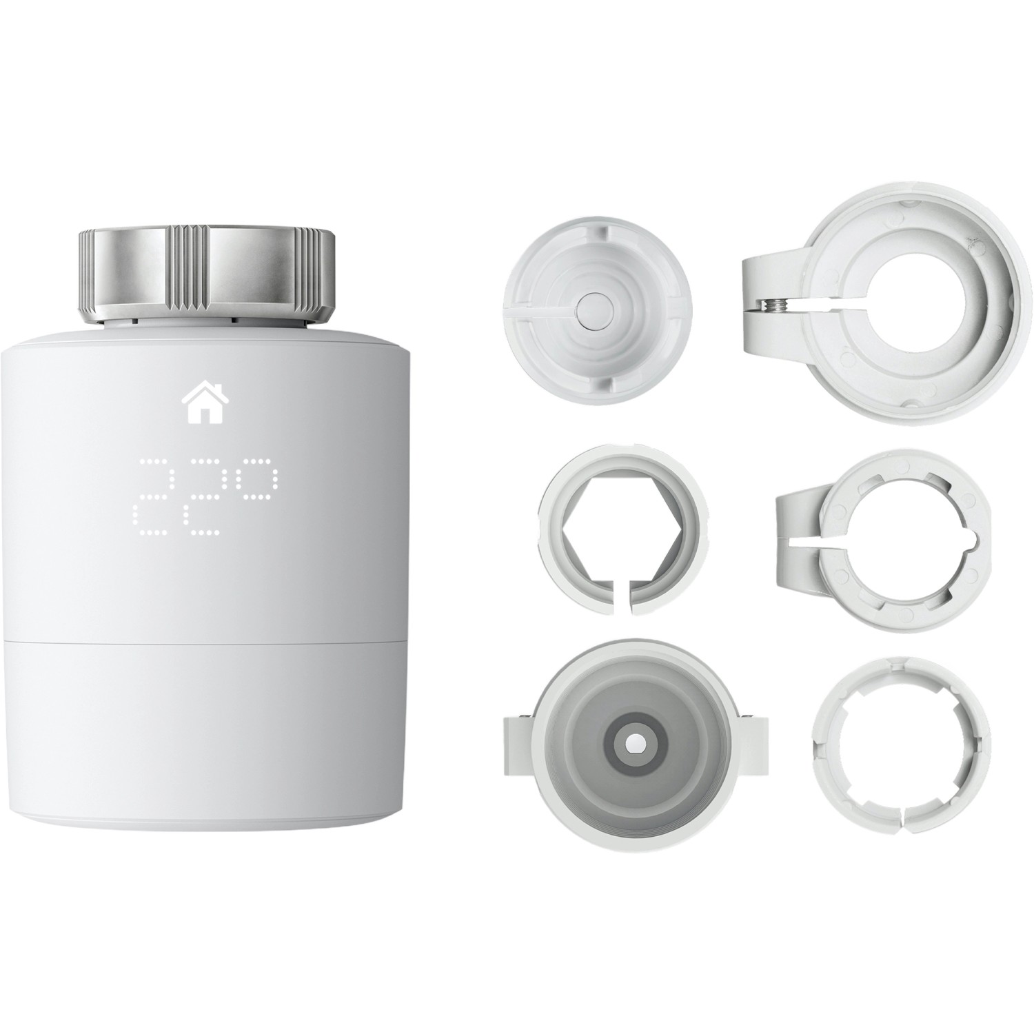 Termostato termosifone smart tado° aggiuntivo, controllo ambiente singolo bianco con adattatori per Smart Home Sets.