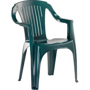 Sedia da giardino impilabile Rimini verde in plastica robusta.