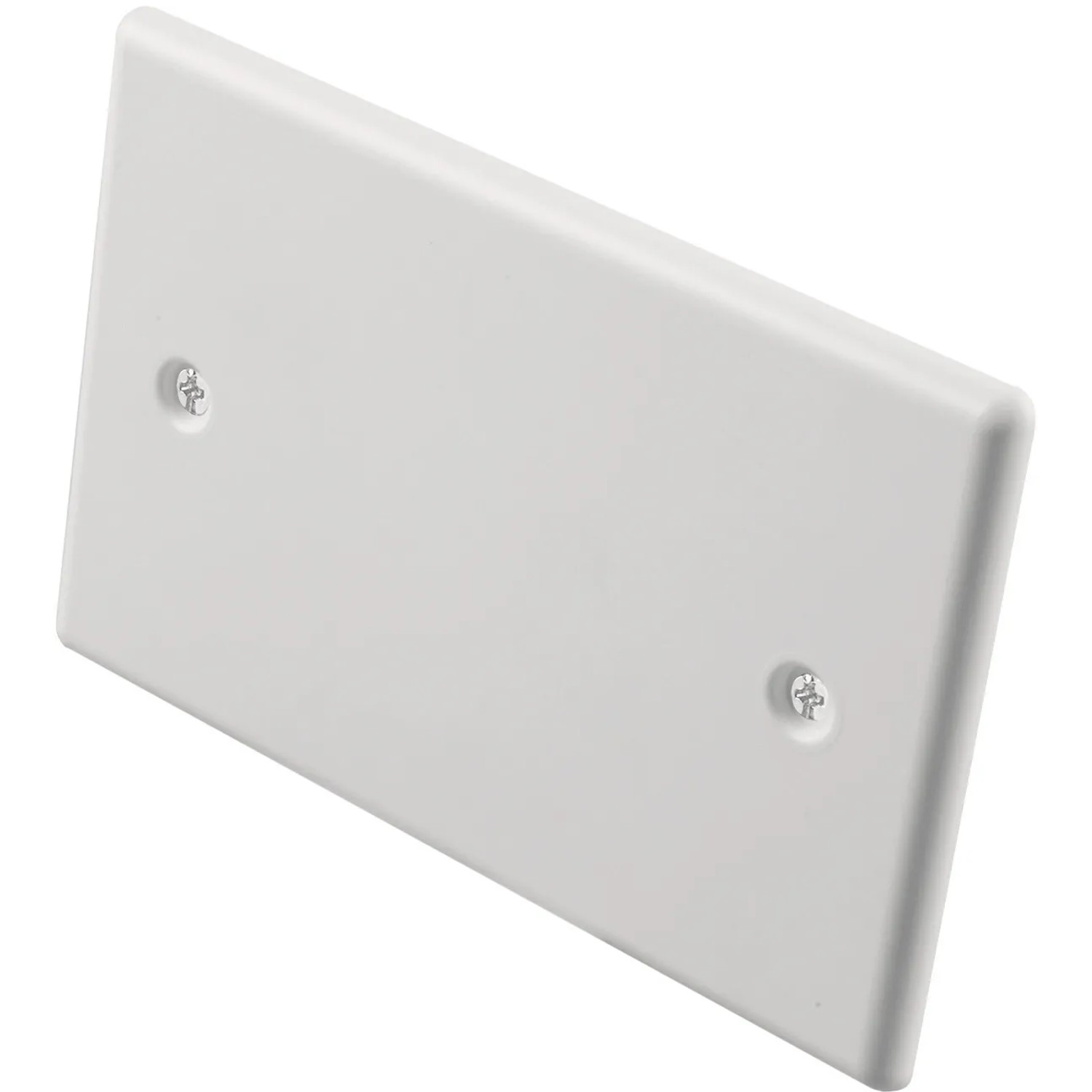 Placca cieca bianca t.b.t. con due viti per installazione elettrica.