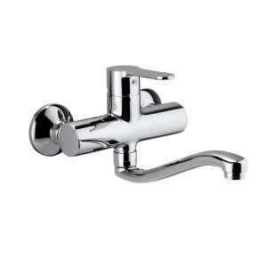 Rubinetto cucin monoc. lavello a muro linea blu cromo
