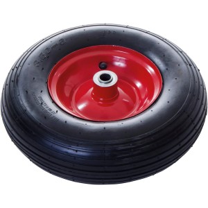 Ruota con cerchio rosso per attrezzature edili, ad es. carriola.