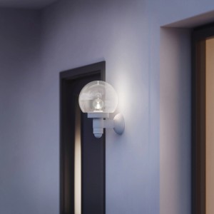 Lampada da parete per esterni Steinel L 115 S antracite con rilevatore di movimento e sfera chiara.