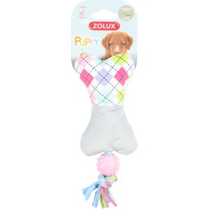 Zolux Puppy giocattolo per cani a forma di osso con palla e nodo, colorato.