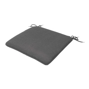Cuscino grigio per mobili da giardino con lacci.