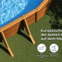 Piscina ovale Gre Pool Pacific effetto legno, piscina con pareti in acciaio per il giardino.