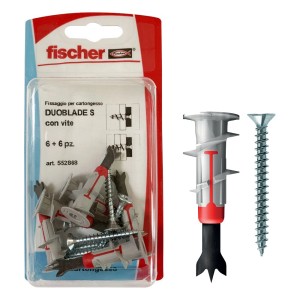 Fischer Tasselli Duoblade S con viti, per cartongesso.