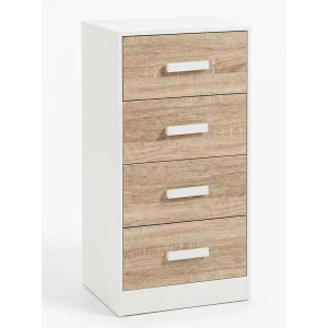 Cassettiera in pannello truciolare 4 cassetti 40x34x80 cm bianco