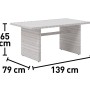 Dimensioni del tavolo da giardino t.b.t.: 65x79x139 cm.