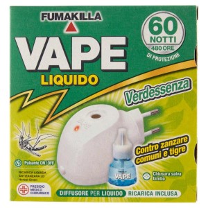 Vape Antizanzare diffusore con liquido per 60 notti. Protezione efficace contro le zanzare in casa.