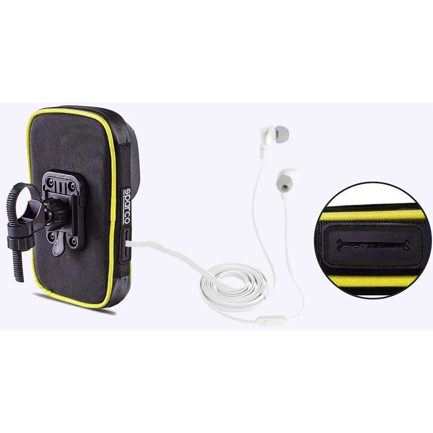 Borsa da bici t.b.t. con supporto e cuffie.