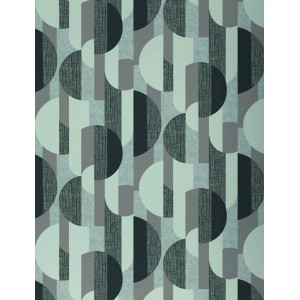 Carta da parati decorativa con motivo geometrico nei toni del grigio e del verde.