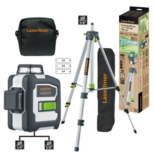 Set laser 3D Laserliner con treppiede e borsa. Ideale per l'allineamento. Strumento di misura per misurazioni precise.