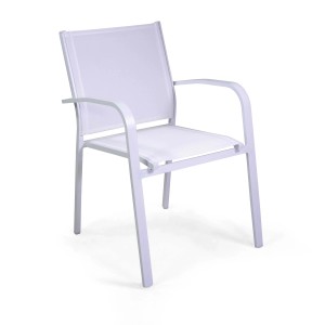 Sedia da giardino Sullivan con braccioli in alluminio bianco