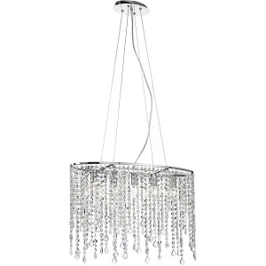 Elegante lampada a sospensione t.b.t. con scintillanti pendenti in cristallo per un'illuminazione di stile.