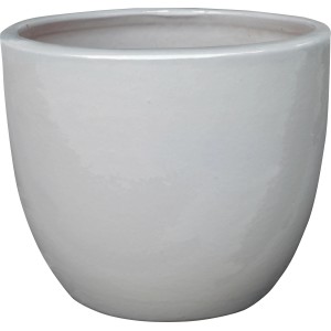 Vaso per piante in ceramica bianca lucida, diametro 33 cm, per fiori e piante.