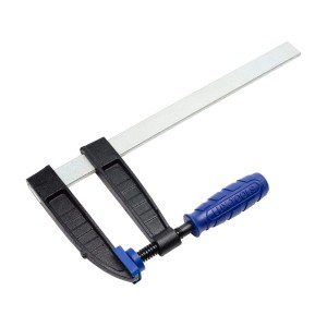 Morsetto a vite LUX 300x120 mm Classic, utensile di serraggio con manico blu.