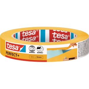 Nastro per mascheratura Tesa Perfect+ 50m:19mm, nastro adesivo giallo per bordi di pittura netti.