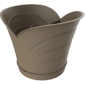 Vaso per piante t.b.t. beige con design a spirale per giardino o interni.