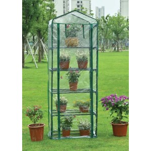 Serra da balcone in acciaio e PVC 5 piani Garden Friend 69x49x200 cm trasparente