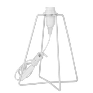 Base per lampada bianca con portalampada e cavo per lampade da tavolo.