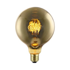 Lampadina LED E27 decorativa effetto oro con filamento a spirale.