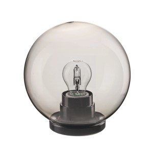 Applique da esterno sferica con globo in vetro grigio e lampadina.