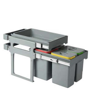 Pattumiera t.b.t. grigia con coperchi colorati e sistema estraibile per la cucina.