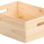 Cassa in legno chiaro con maniglie, ideale per lo stoccaggio. Categoria: Cassapanche.