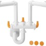 Set di tubi di scarico bianchi con connettori arancioni per lavandini.