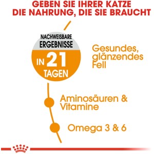 Royal Canin cibo per gatti: Info su pelo sano, aminoacidi, vitamine e Omega 3&6.