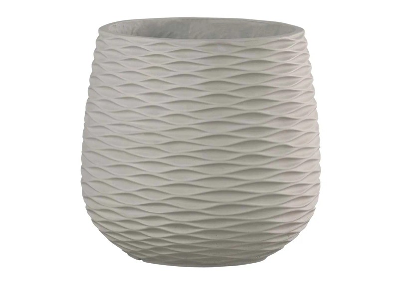 TYMAR Set Di 2 Vasi Per Fiori A Forma Rotonda Effetto Uncinetto - Crema - ø 16 Cm - Senza Fori Di Drenaggio