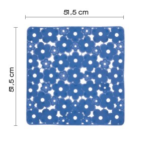 Tappetino doccia blu con motivo floreale, 51,5x51,5 cm, per una maggiore sicurezza nella doccia.