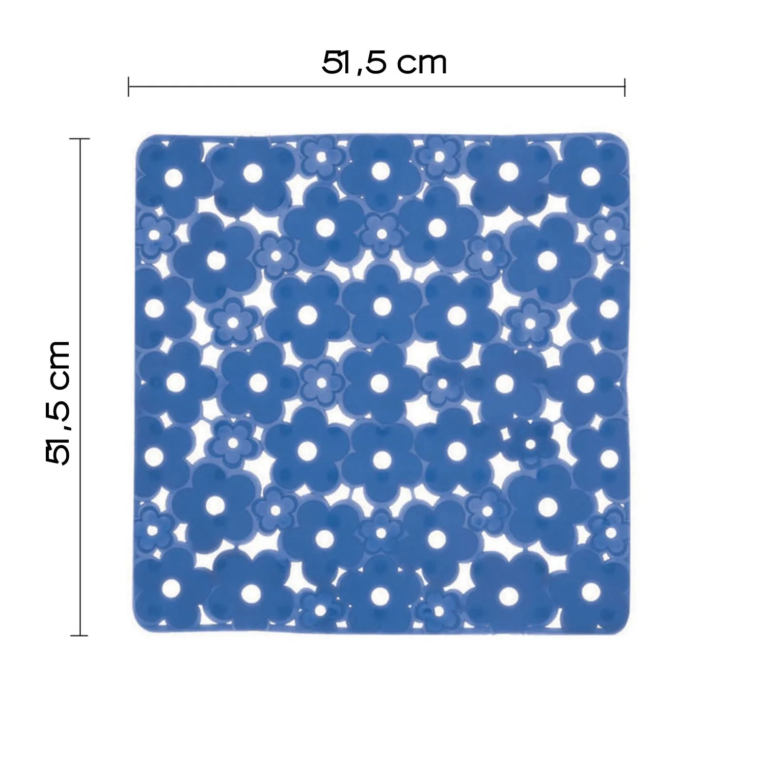 Tappetino doccia blu con motivo floreale, 51,5x51,5 cm, per una maggiore sicurezza nella doccia.