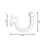 Gancio per tende t.b.t. bianco con dimensioni per binari per tende.