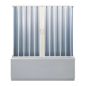 t.b.t. Accessorio doccia: Mobiletto con frontale a rullo grigio e bianco.