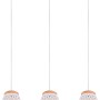 Lampada a sospensione Reality Bidar, 3 luci, bianco opaco con legno, per soggiorno.