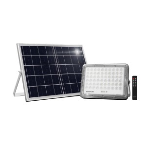 Faretto solare a LED con pannello e telecomando per illuminazione decorativa.