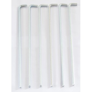 6 ancoraggi a terra Biohort in metallo, ca. 52,5 cm di lunghezza, per accessori casetta da giardino.